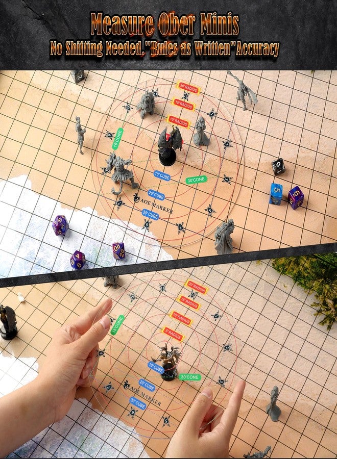 Grajar D&D 5e Damage Template with 1" Center Hole - 30' Cube/Cone Acrylic AOE Measurer, RPG Alignment Tool for Precise Spell Casting, Tabletop Gaming Accessories & DM Gifts, Tools for Dungeons and Dragons - Image 4