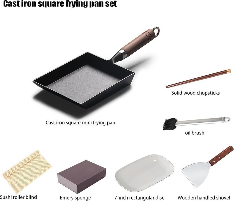 Japanese-style cast-iron tamagoyaki pan (oven-safe; suitable for making pancakes and steaks), black - Image 2