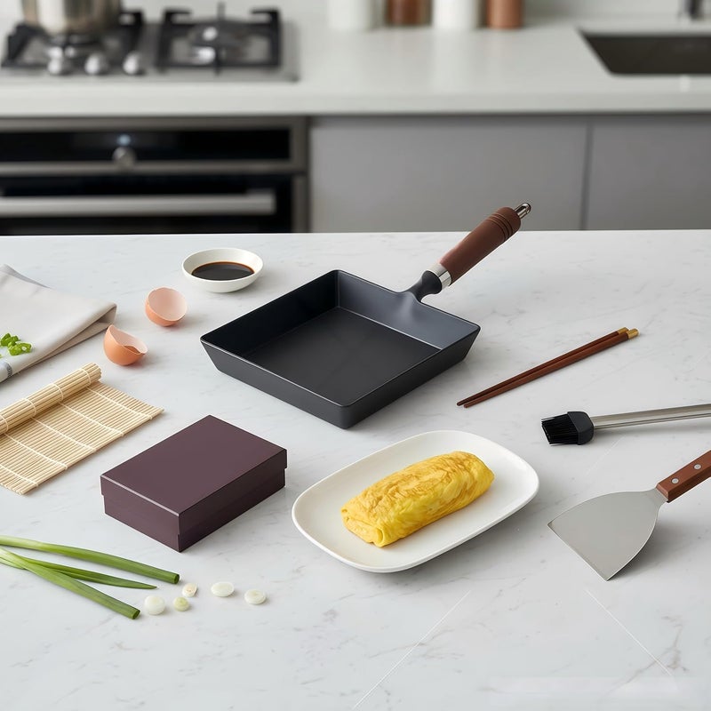 Japanese-style cast-iron tamagoyaki pan (oven-safe; suitable for making pancakes and steaks), black - Image 4