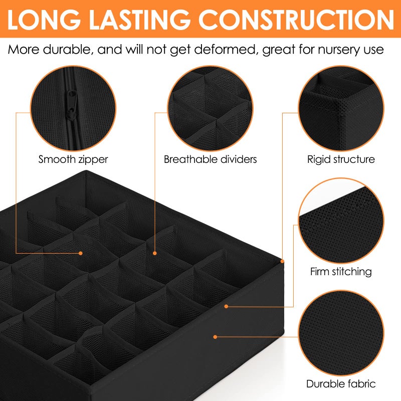 Criusia 12 Pack Drawer Organizers  116 Compartments Fabric Foldable Dresser Drawer Organizers For Clothing  Closet Organizers And Storage Bins For Clothes  Christmas Ornament Storage Boxes With Dividers - Image 4