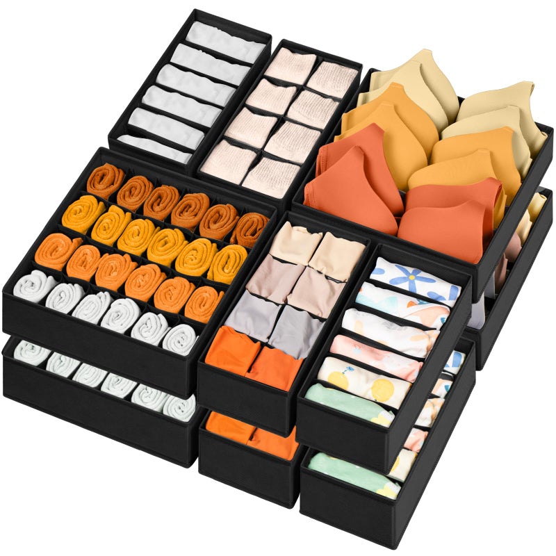 Criusia 12 Pack Drawer Organizers  116 Compartments Fabric Foldable Dresser Drawer Organizers For Clothing  Closet Organizers And Storage Bins For Clothes  Christmas Ornament Storage Boxes With Dividers - Image 1