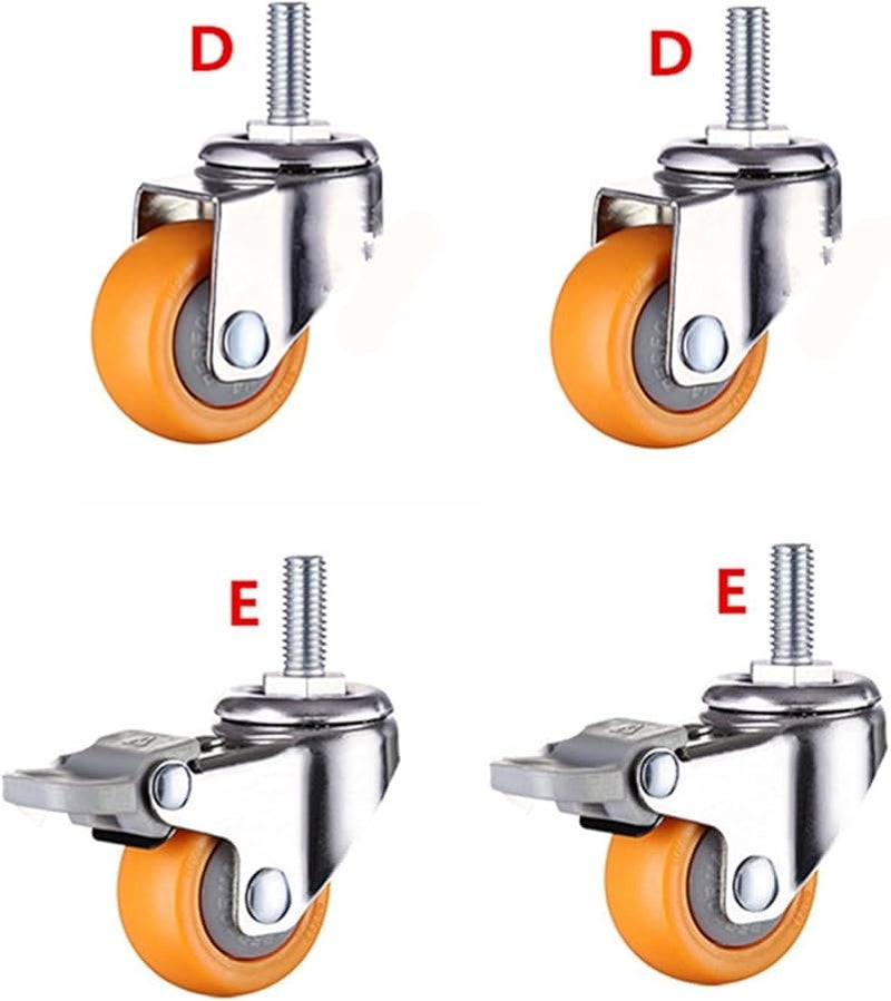 Heavy Duty 60kg Orange Swivel Castor Wheels 1.0 Inch 4Pcs Furniture Trolley Caster - Image 3