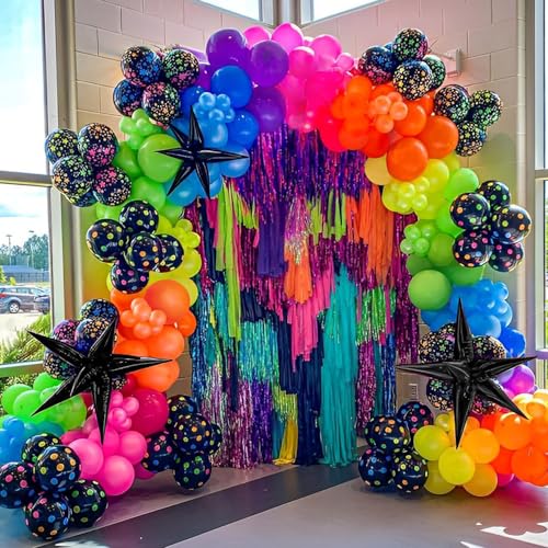 UAEYW Glow in the Dark Balloon Arch Garland Kit-165Pcs UV Neon Rainbow Luminous Fluorescent Balloons-Let's Glow Birthday Party Back to 80s 90s Disco Rock Roll Party Decorations - Image 1