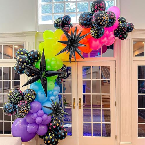 UAEYW Glow in the Dark Balloon Arch Garland Kit-165Pcs UV Neon Rainbow Luminous Fluorescent Balloons-Let's Glow Birthday Party Back to 80s 90s Disco Rock Roll Party Decorations - Image 4