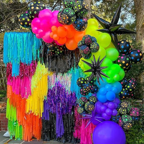 UAEYW Glow in the Dark Balloon Arch Garland Kit-165Pcs UV Neon Rainbow Luminous Fluorescent Balloons-Let's Glow Birthday Party Back to 80s 90s Disco Rock Roll Party Decorations - Image 3