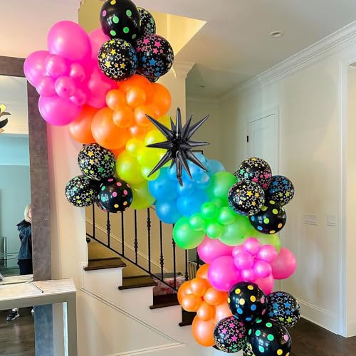 UAEYW Glow in the Dark Balloon Arch Garland Kit-165Pcs UV Neon Rainbow Luminous Fluorescent Balloons-Let's Glow Birthday Party Back to 80s 90s Disco Rock Roll Party Decorations - Image 5