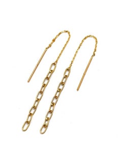 Real Gold Paper Clip Hanging Earring Link Thickness