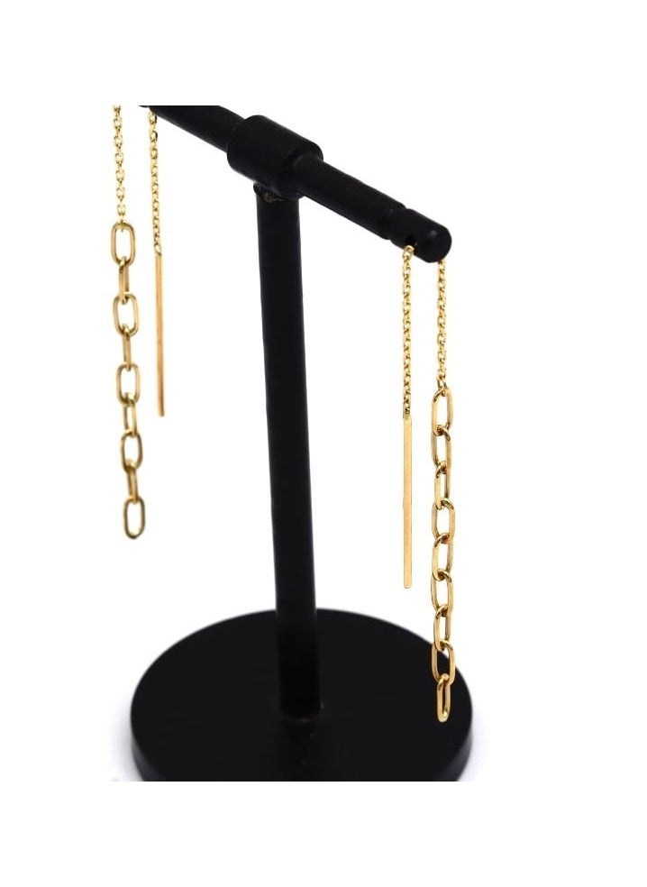 Gold Zone - Real Gold Paper Clip Hanging Earring Link Thickness - Image 1
