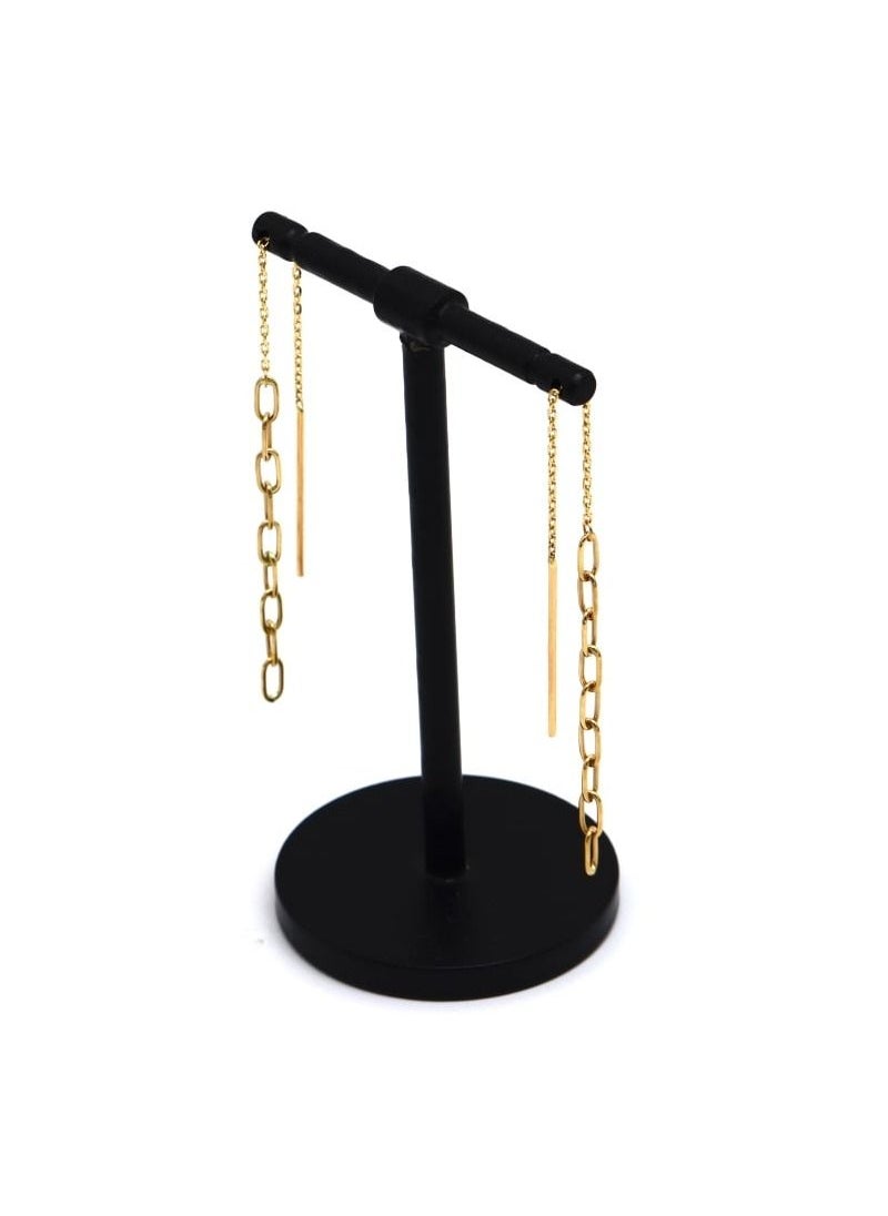 Gold Zone - Real Gold Paper Clip Hanging Earring Link Thickness - Image 1