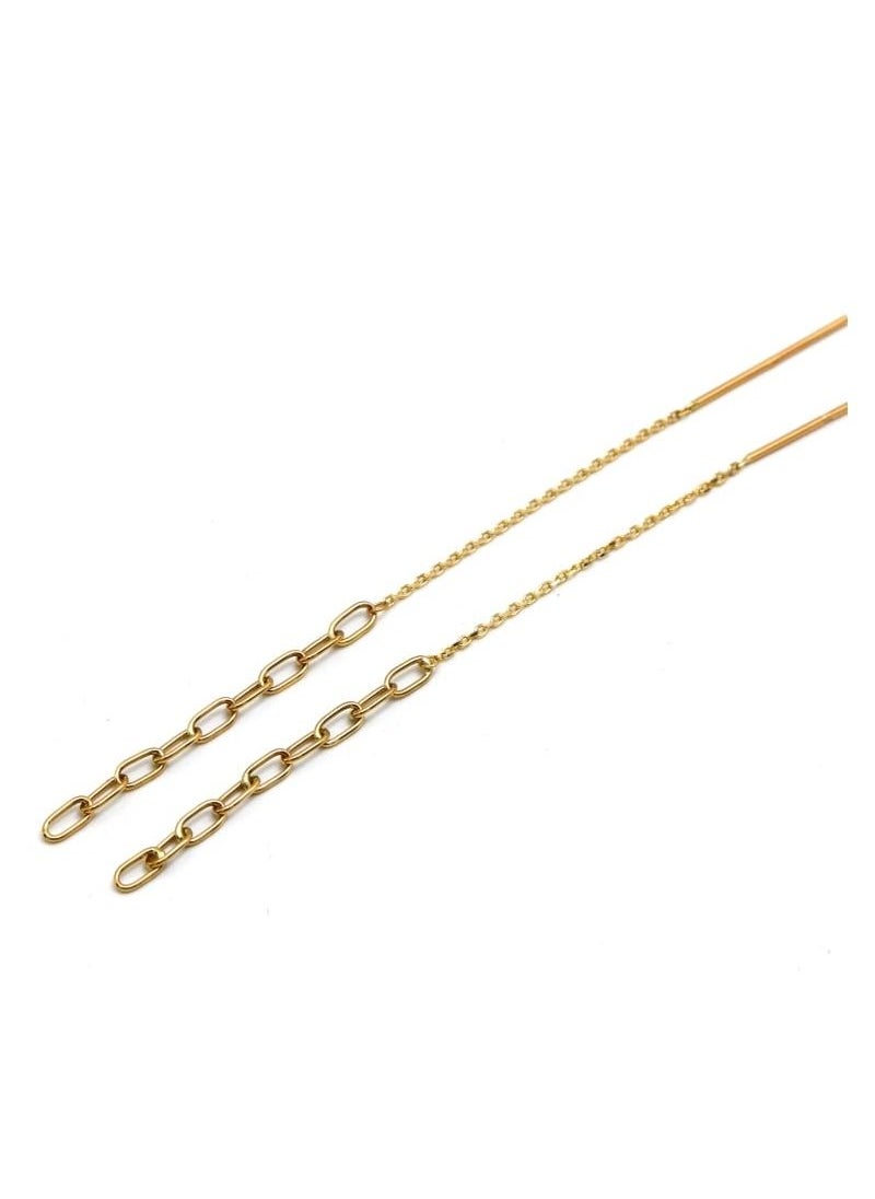 Gold Zone - Real Gold Paper Clip Hanging Earring Link Thickness - Image 1