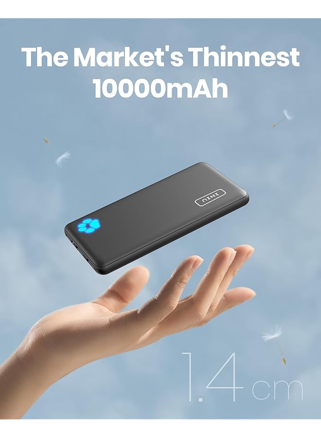 erorex Power Bank Usb C In And Out Slimmest 10000Mah Portable Charger Triple 3A High Speed Charge External Battery Pack Flashlight Phone Charger For Iphone 15 14 13 12 11 - Image 2