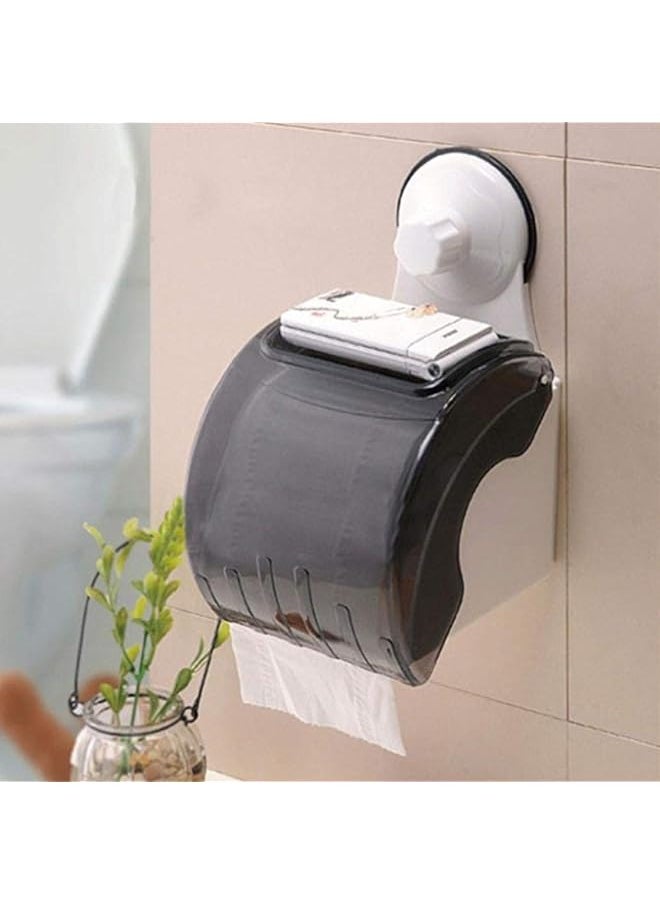 DRAMA HOME - Waterproof Bathroom Toilet Wall Sucker Roll Holder Tissue Box Paper Stand Fast Absorption - Image 1
