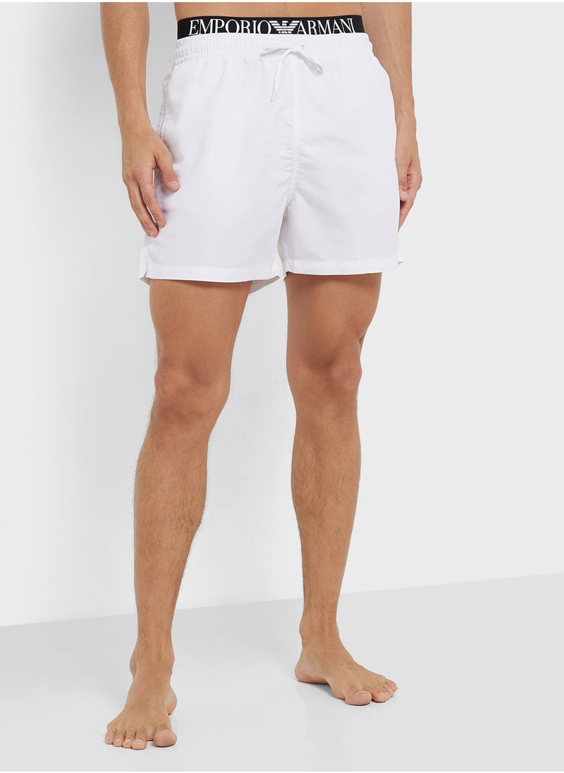 EMPORIO ARMANI Beachwear Logo  Drawstring Shorts  - Image 1