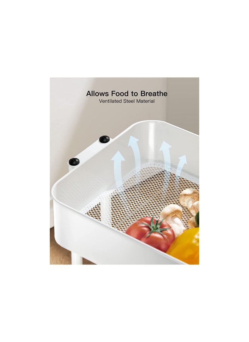 Generic - Utility Cart with Wheels features a sturdy handle, ABS storage basket, and three tiers, providing convenient organization in a sleek white design - Image 1