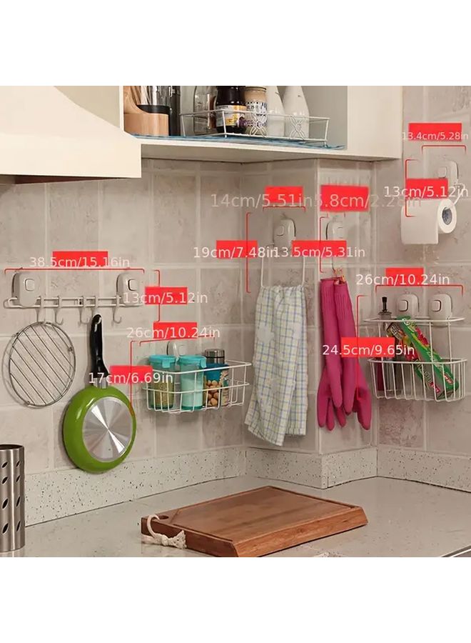 Set Of 6 Heavy Duty No Drill Kitchen Wall Storage With Suction Cup Holders - Image 3