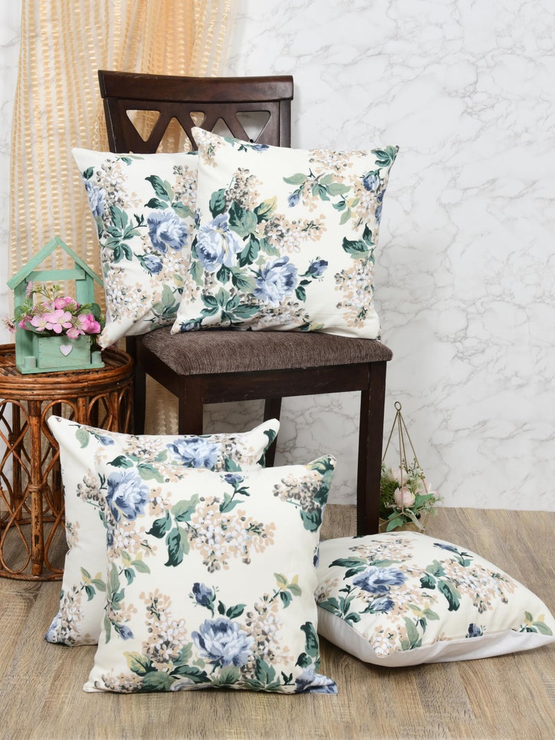 Clasiko Premium Duck Cotton Decorative Throw Cushion Covers for Sofa Living Room ; Set of 5; 22x22 Inches; Spring Meadow - Image 1