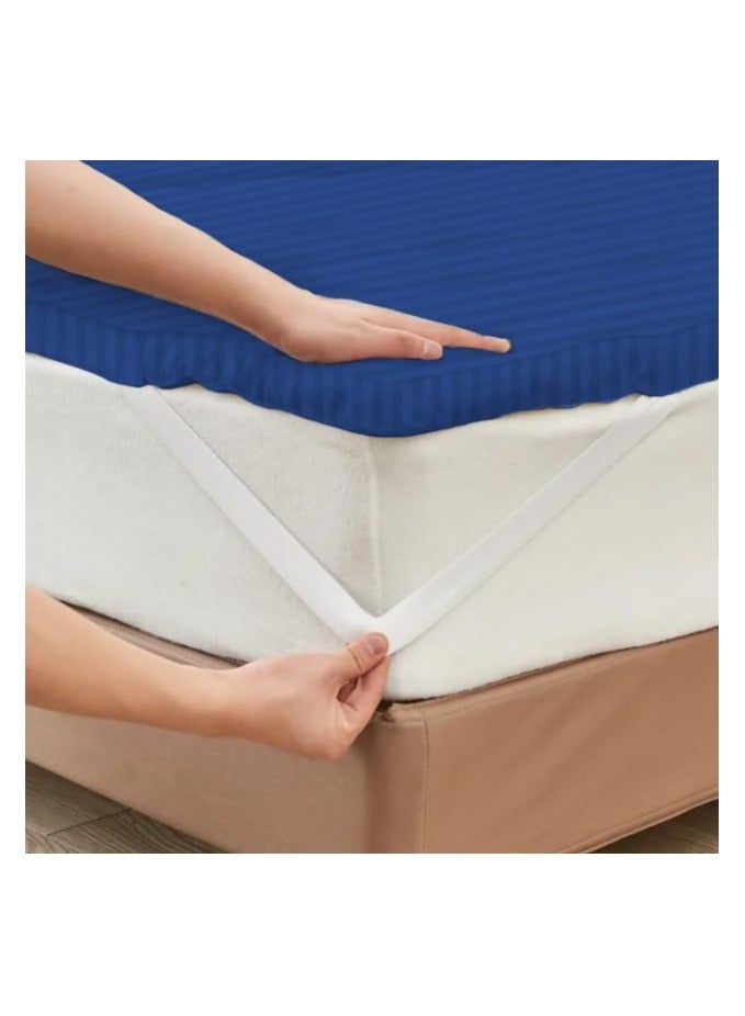 COMFY HOTEL QUALITY COTTON FIBER FILLED 200 X 200 CM MATTRESS TOPPER BLUE - Image 3