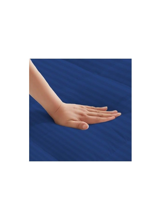 COMFY HOTEL QUALITY COTTON FIBER FILLED 200 X 200 CM MATTRESS TOPPER BLUE - Image 4