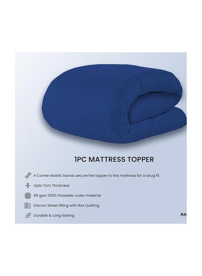 COMFY HOTEL QUALITY COTTON FIBER FILLED 200 X 200 CM MATTRESS TOPPER BLUE - Image 5