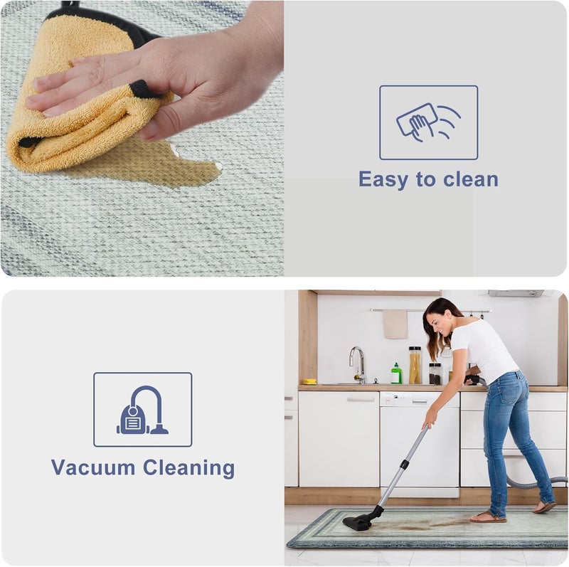 KIMODE Anti Fatigue Kitchen Mats, 17.3" x 29" Farmhouse Kitchen Rugs, Cushioned, Non-Slip Waterproof Comfort Thick Kitchen Floor Standing Mat for Corner Sink, Laundry Floor, Blue and Gray - Image 5