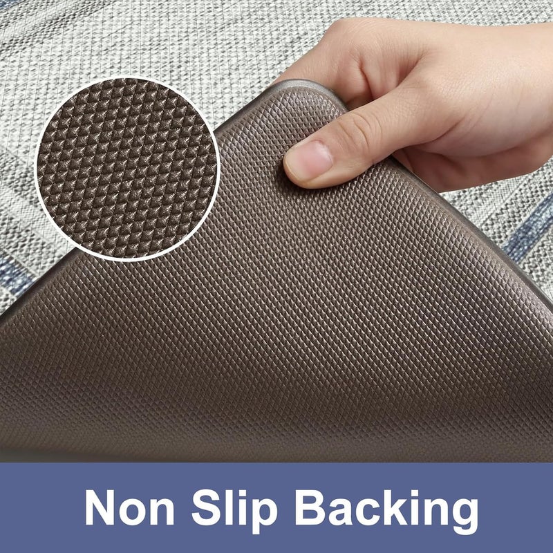 KIMODE Anti Fatigue Kitchen Mats, 17.3" x 29" Farmhouse Kitchen Rugs, Cushioned, Non-Slip Waterproof Comfort Thick Kitchen Floor Standing Mat for Corner Sink, Laundry Floor, Blue and Gray - Image 4