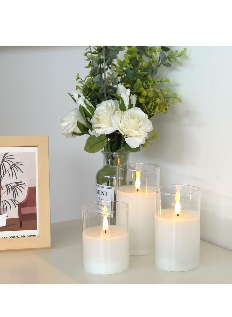 ELTRAZONE Set of 3 Glass Flameless Candles with Timer, Remote Control, Flickering LED Pillar Candles – Battery Powered, Safe & Elegant Holiday Decor – Perfect for Restaurants, Weddings, Home Decoration, and Holiday Confessions - Image 4