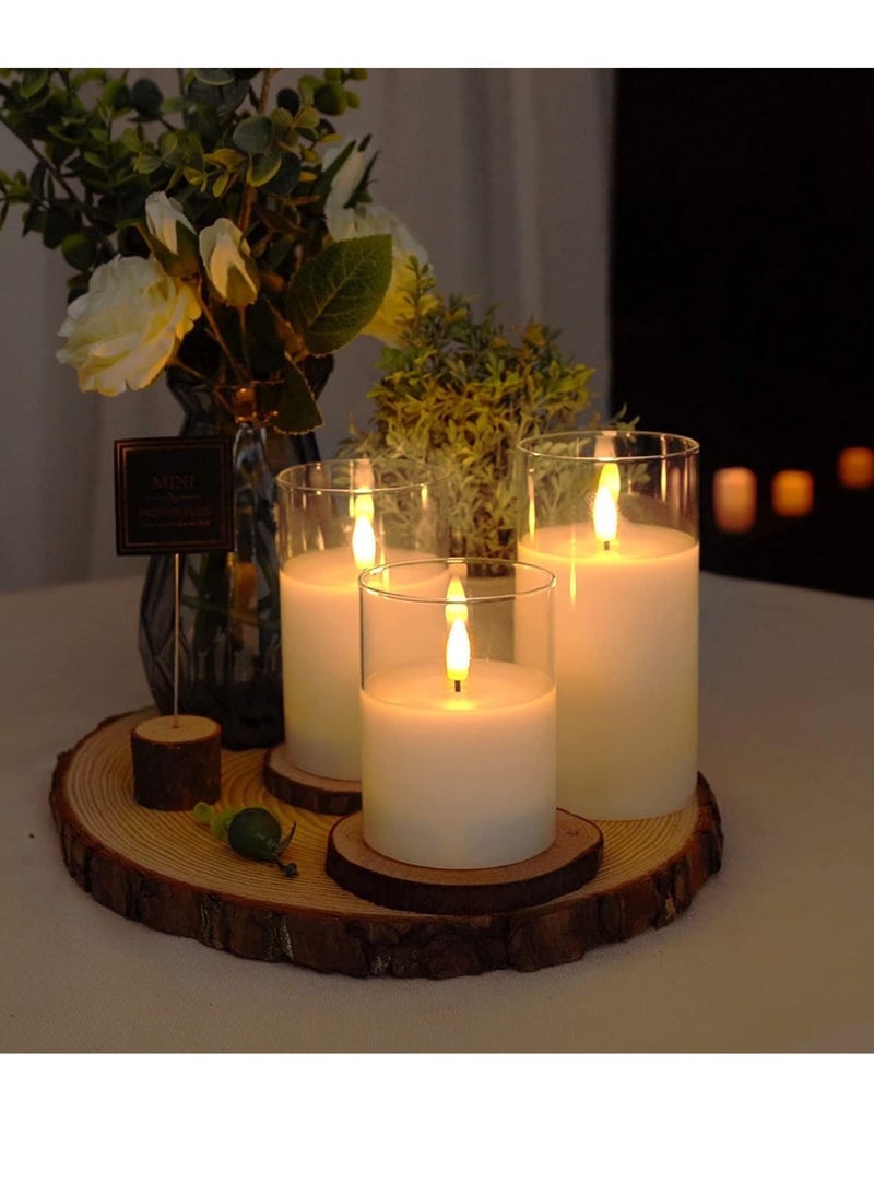 ELTRAZONE Set of 3 Glass Flameless Candles with Timer, Remote Control, Flickering LED Pillar Candles – Battery Powered, Safe & Elegant Holiday Decor – Perfect for Restaurants, Weddings, Home Decoration, and Holiday Confessions - Image 5