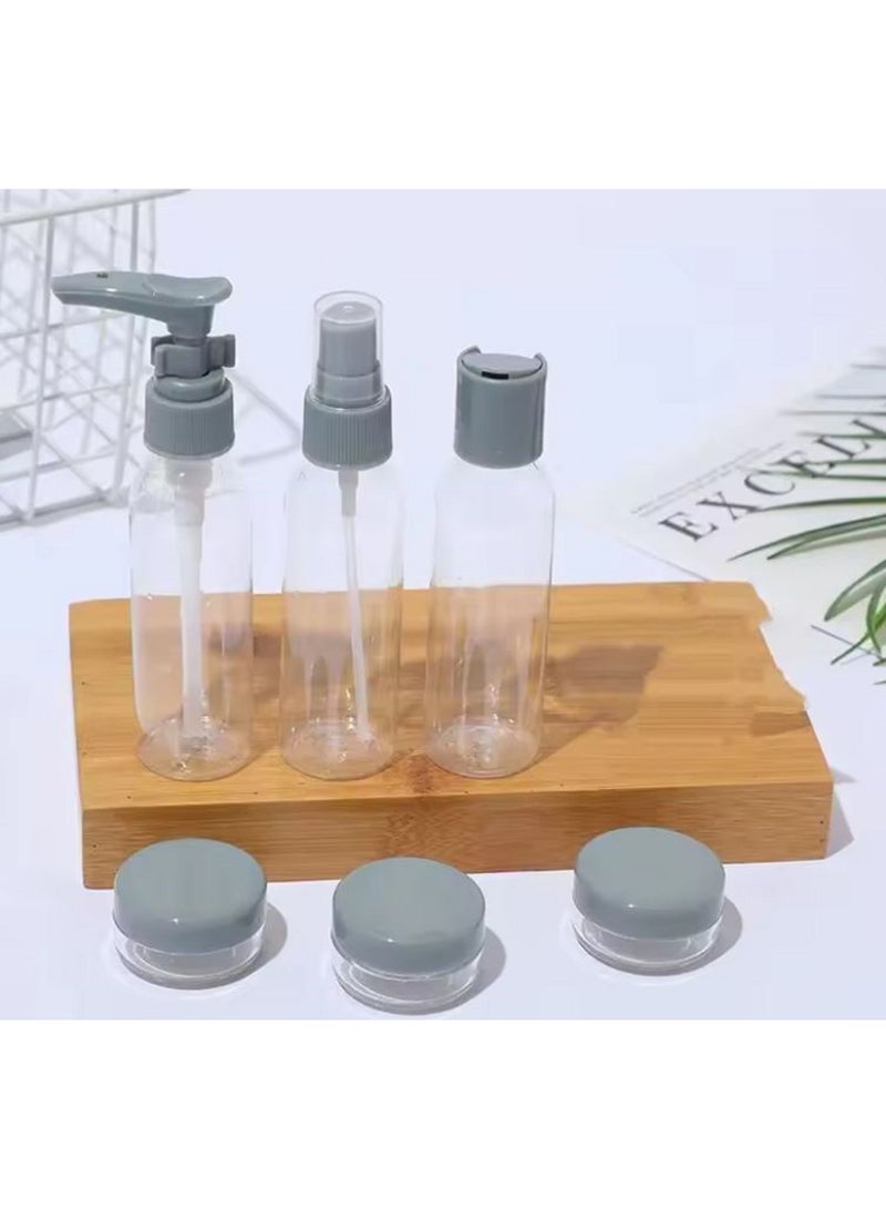 Travel Size Toiletry Bottle Set, Clear Plastic Containers with White Lids, Pump Bottle, Flip Cap, Spray Bottle - Image 3