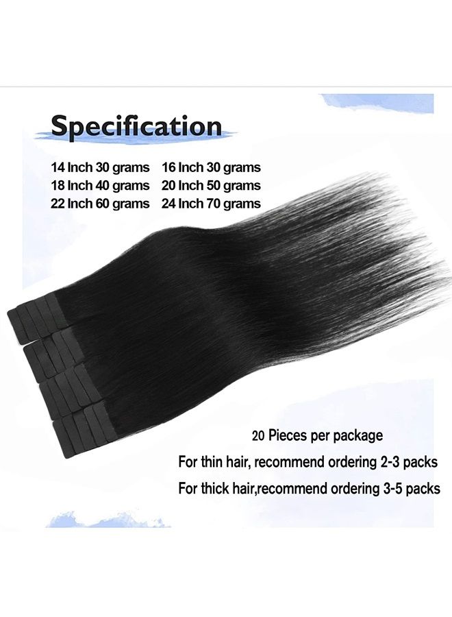 Aison Hair Extensions Real Human Hair Jet Black 100% Remy Human Hair Extensions Silky Straight for Fashion Women 20 Pcs/Package(16Inch #1 30g) - Image 4