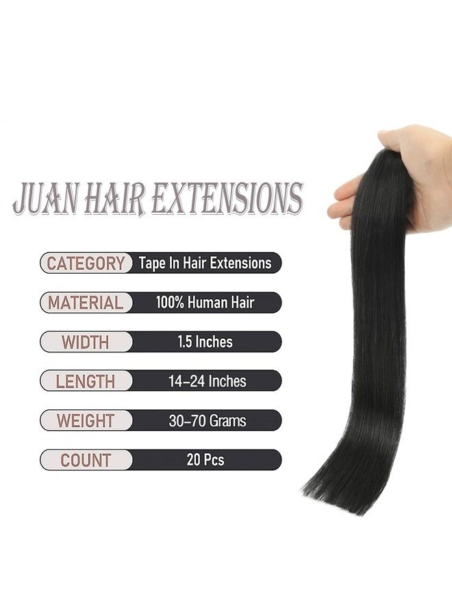 Aison Hair Extensions Real Human Hair Jet Black 100% Remy Human Hair Extensions Silky Straight for Fashion Women 20 Pcs/Package(16Inch #1 30g) - Image 3