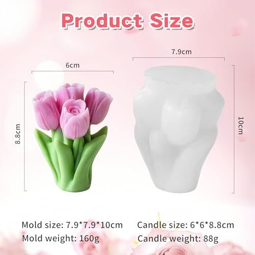 ZAKVOOR Tulip Candle Silicone Molds Resin Casting Mould for for DIY Flower Candles Polymer Clay Craft Plaster Home Decoration - Image 2