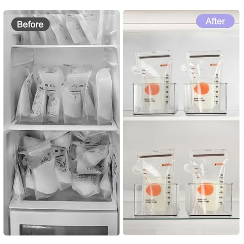Hudgan 4 PCS Breastmilk Storage Container Set, Space-efficient for Breast Milk Storage in Fridge Freezer, Fits the Lansinoh and Medela bags - Image 2
