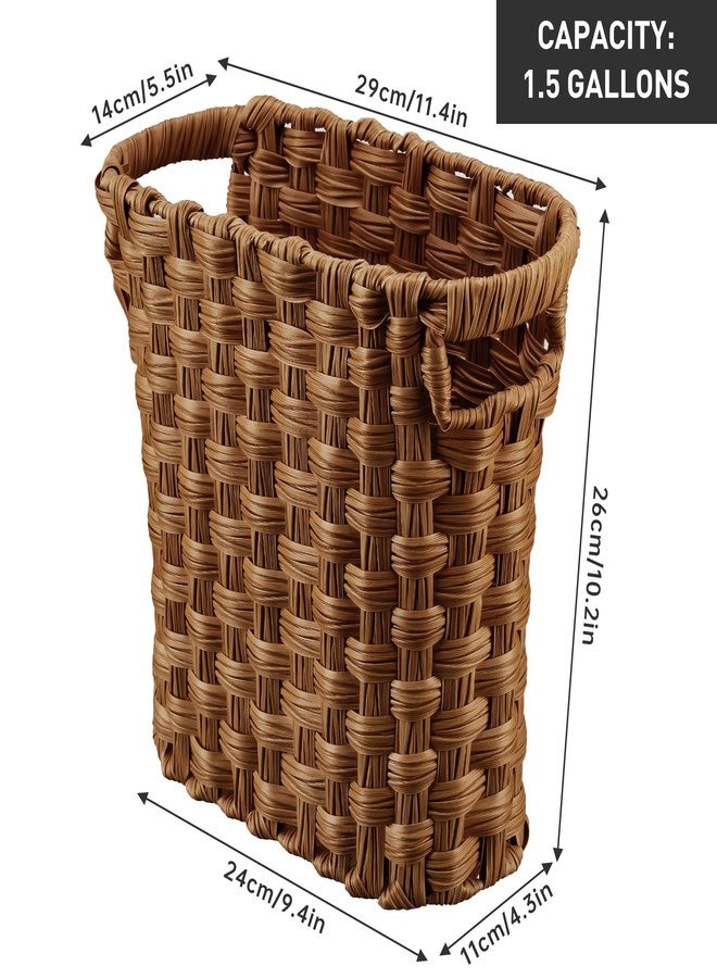 NiOffice Brown Wicker Waste Basket with Built-in Handles - Multifunctional Mini Wicker Trash Can for Home and Office - Compact Design and Durable Construction with Fine Artisanal Craftsmanship - Image 5