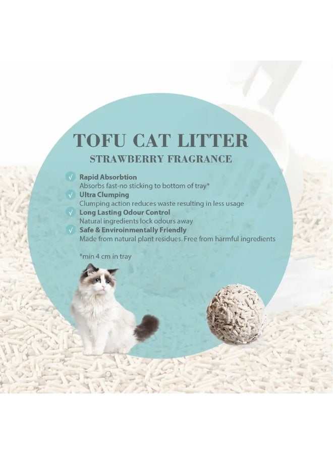 بايولاين عرض كومبو - رمل قطط بيولاين توفو ٧ لتر - برائحة الفراولة + مغرفة رمل قطط موديرنا - Image 2