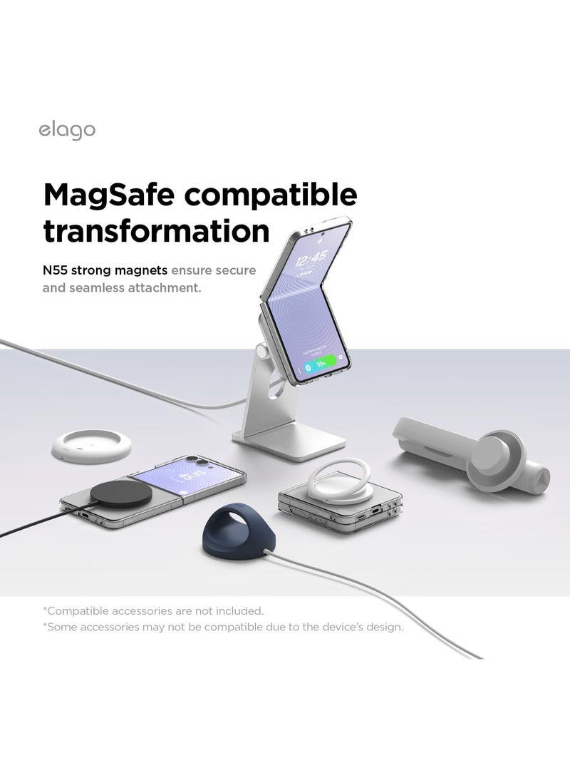 elago Magnetic Hybrid Clear for Samsung Galaxy Z Flip8 Case, MagSafe Compatible, Protective Cover, Polycarbonate Hard Shell, Wireless Charging Support - Transparent - Image 3
