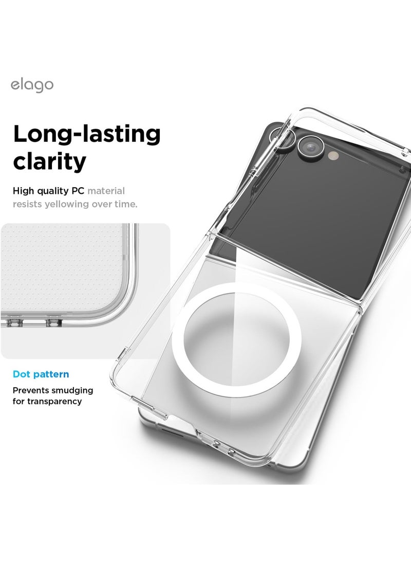 elago Magnetic Hybrid Clear for Samsung Galaxy Z Flip8 Case, MagSafe Compatible, Protective Cover, Polycarbonate Hard Shell, Wireless Charging Support - Transparent - Image 4
