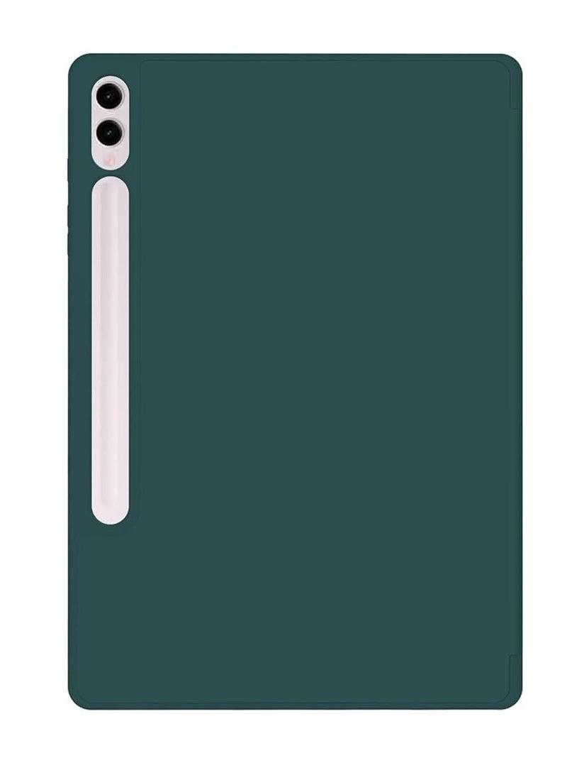 Case for Samsung Galaxy Tab S9 FE+  S9 FE Plus 12.4-Inch  Soft TPU Tri-Fold Stand Protective Cover with S Pen Holder S Pen Charging Support Auto Wake Sleep Midnight Green - Image 5