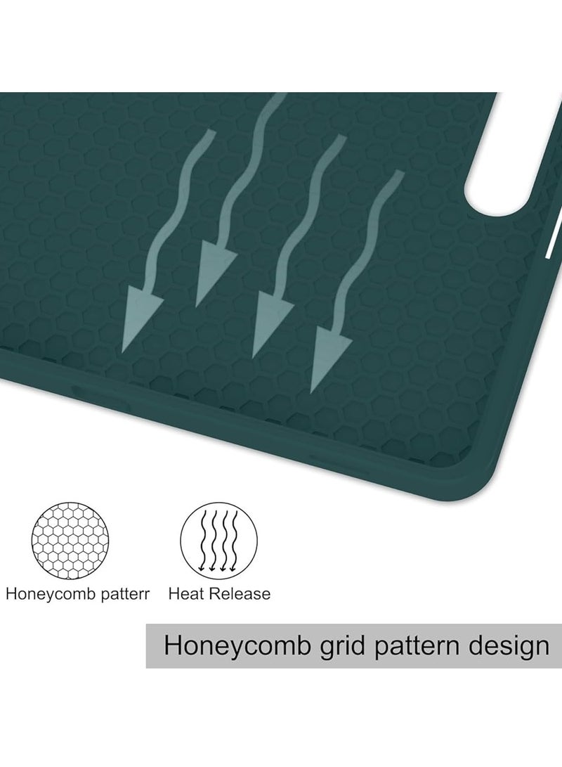 Case for Samsung Galaxy Tab S9 FE+  S9 FE Plus 12.4-Inch  Soft TPU Tri-Fold Stand Protective Cover with S Pen Holder S Pen Charging Support Auto Wake Sleep Midnight Green - Image 3