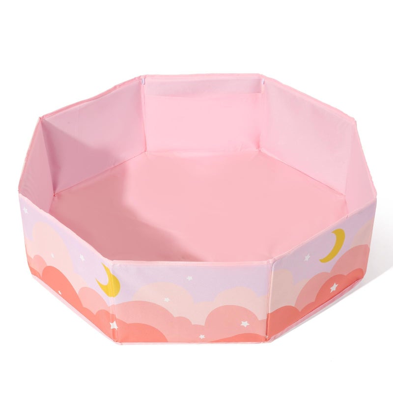 GOGOSO Pink Ball Pit for Toddlers, Large Play Ball Pool with Basketball Hoop Big Playpen for Infant Kids, Dogs, and Cats - Sturdy Construction (Balls Not Included), Cloud - Image 1