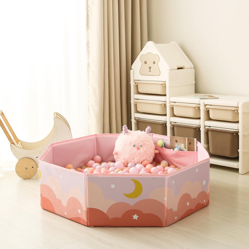 GOGOSO Pink Ball Pit for Toddlers, Large Play Ball Pool with Basketball Hoop Big Playpen for Infant Kids, Dogs, and Cats - Sturdy Construction (Balls Not Included), Cloud - Image 3