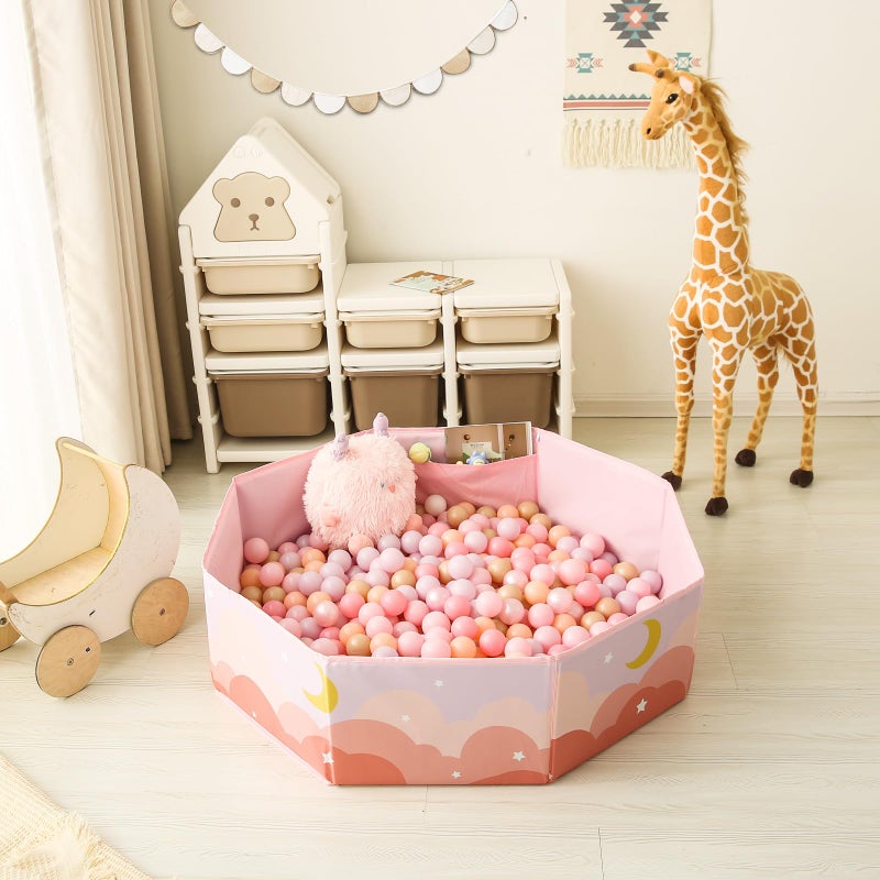 GOGOSO Pink Ball Pit for Toddlers, Large Play Ball Pool with Basketball Hoop Big Playpen for Infant Kids, Dogs, and Cats - Sturdy Construction (Balls Not Included), Cloud - Image 2