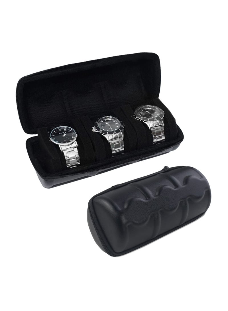 SOLARAE Watch Travel Case for Men, Pu Leather Watch Roll Travel Case, Watch Box Organizer with Watch Pillows, Portable Watch Case Holder for Travel Gift, Waterproof, Durable, Easy To Carry(3 Slot)(1 Pack) - Image 1