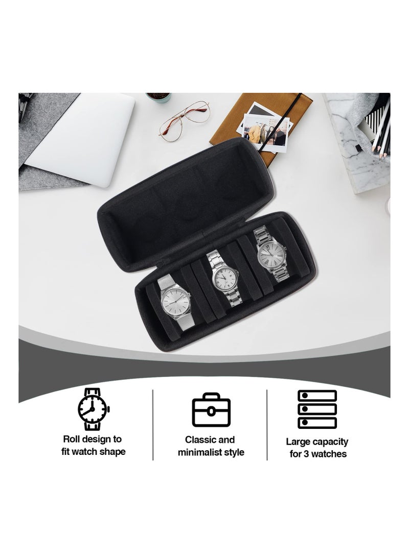 SOLARAE Watch Travel Case for Men, Pu Leather Watch Roll Travel Case, Watch Box Organizer with Watch Pillows, Portable Watch Case Holder for Travel Gift, Waterproof, Durable, Easy To Carry(3 Slot)(1 Pack) - Image 5