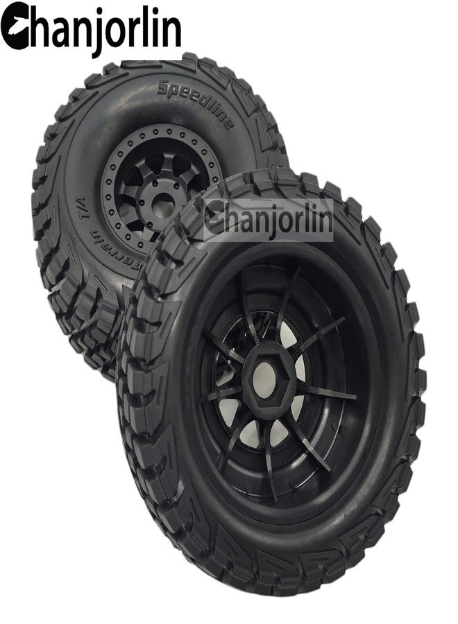 Chanjorlin 1/7 1/8 RC Short Course Truck Tires and Wheels 17mm Hex OD 135mm Off Road Tyres for 1:7 1:8 Scale RC Truck Car HSP TRAXXAS UDR FS FSR Atom ARRMA Mojave 6S EXB YK4072 DF7 4PCS (Black) - Image 4