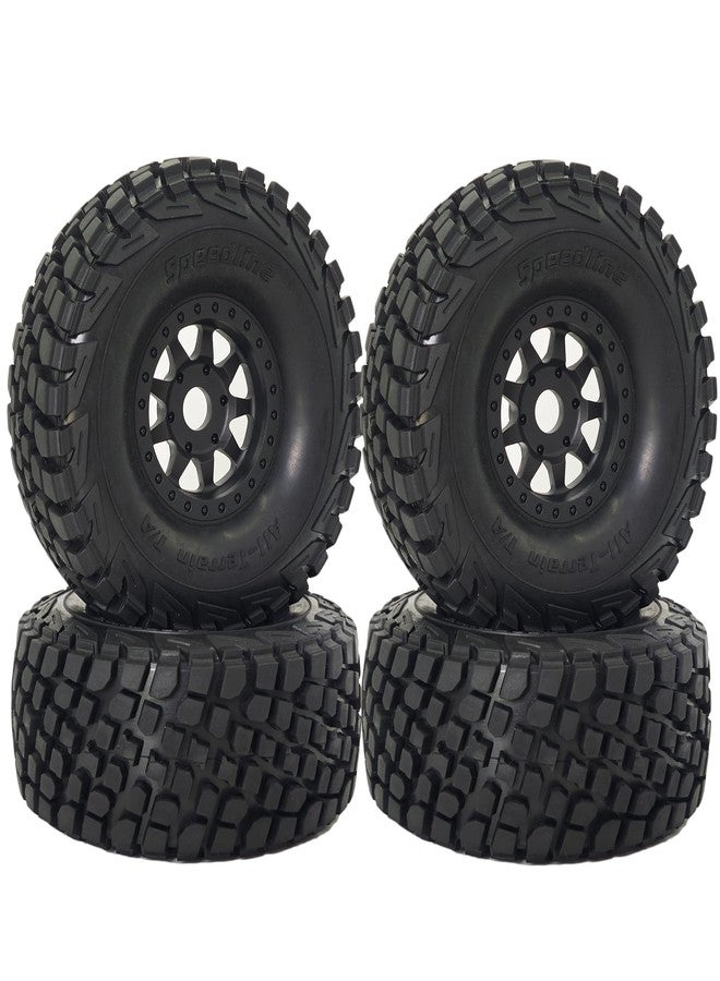 Chanjorlin 1/7 1/8 RC Short Course Truck Tires and Wheels 17mm Hex OD 135mm Off Road Tyres for 1:7 1:8 Scale RC Truck Car HSP TRAXXAS UDR FS FSR Atom ARRMA Mojave 6S EXB YK4072 DF7 4PCS (Black) - Image 1