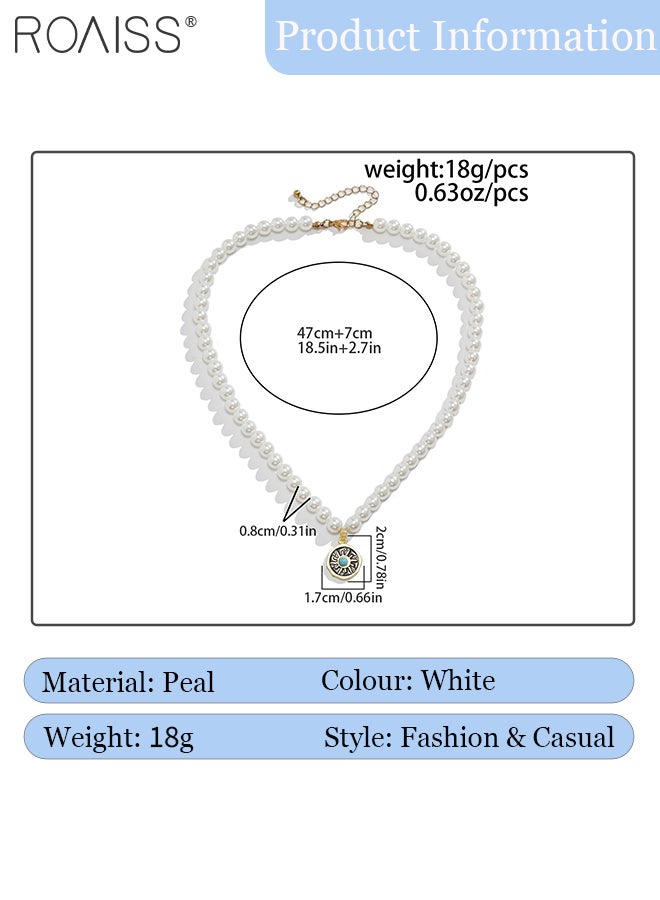roaiss Men's Pearl Necklace, Simple Hip Hop Sun Pendant Necklace, Integrated Clavicle Chain, Suitable for Daily Wear and Party - Image 2
