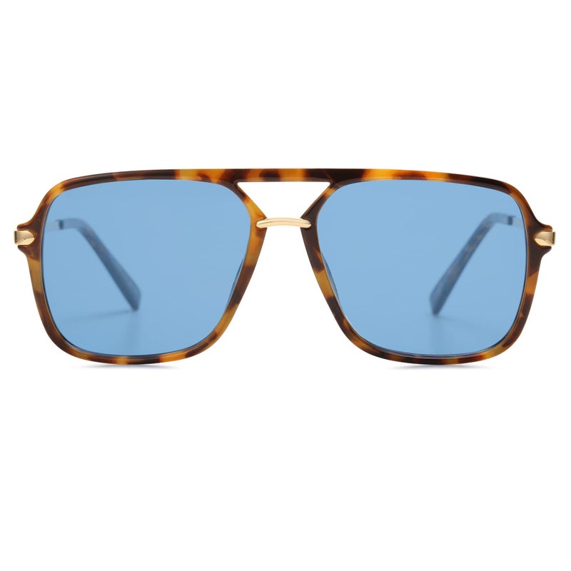 SOJOS Sunglasses for Women & Men, Square, Retro, Polarized Lens, Trendy Aviator, 90s Shades (SJ2229, Brown Tortoise Blue) - Image 1