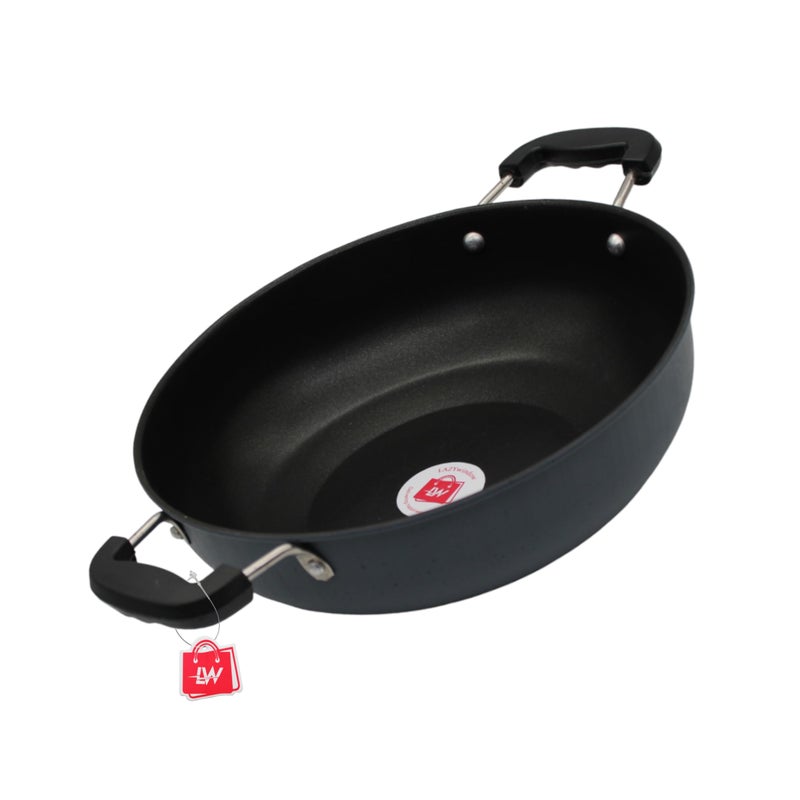 LAZYwindow Nonstick Kadhai, 26 cm Diameter, 3L Capacity, Black | Durable & Versatile Cooking Essential - Image 1