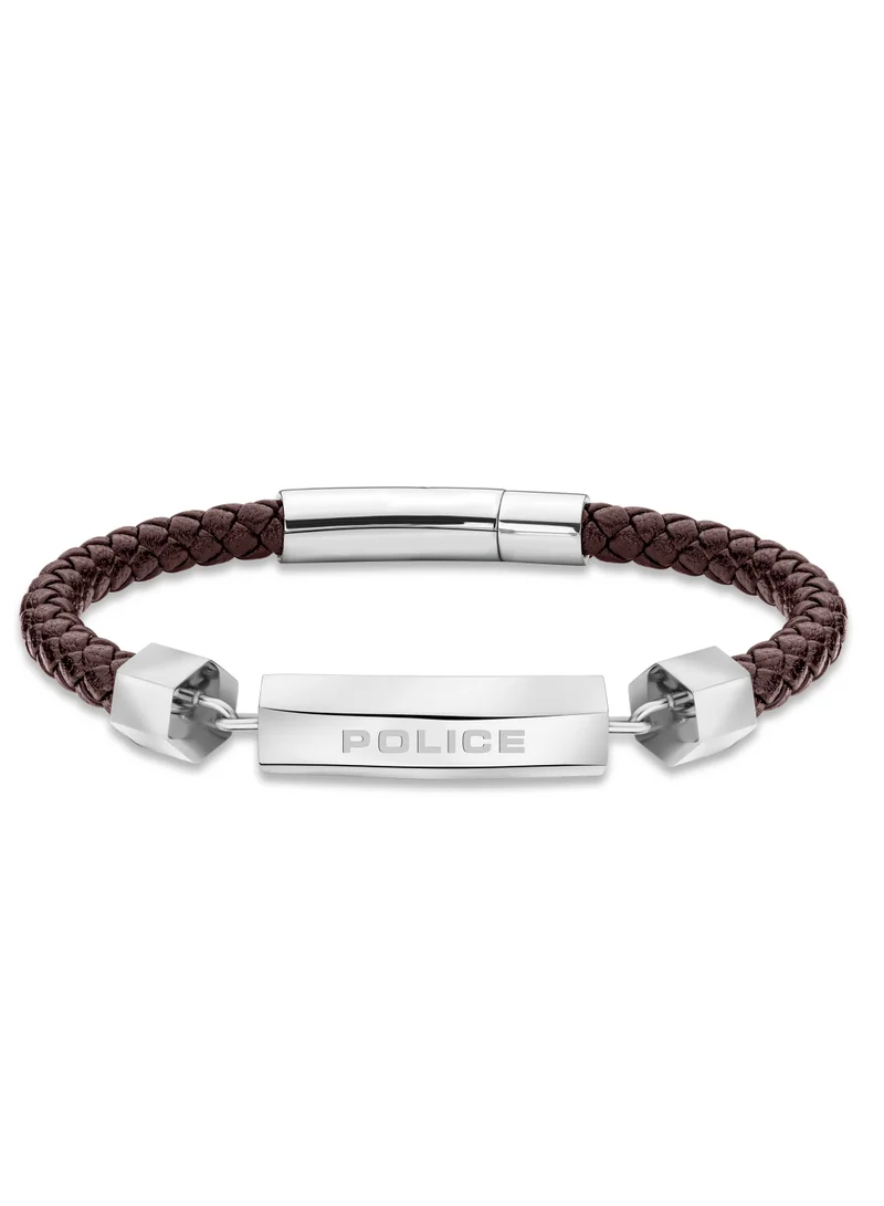 بوليس Hardware Brown Leather Bracelet for Men's