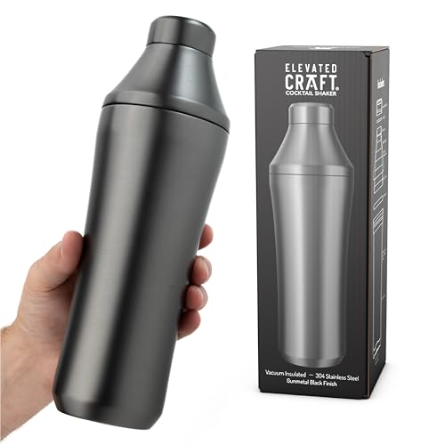 Elevated Craft Hybrid Cocktail Shaker - Premium Vacuum Insulated Stainless Steel Gunmetal Cocktail Shaker - Innovative Measuring System - Martini Shaker for the Home Bartender - 28oz Total Volume - Image 1